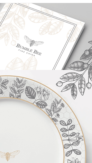 Christine Solazzi, Corporate Branding, Graphic Design, Digital Marketing, Package Design, Bumble Bee Fine China