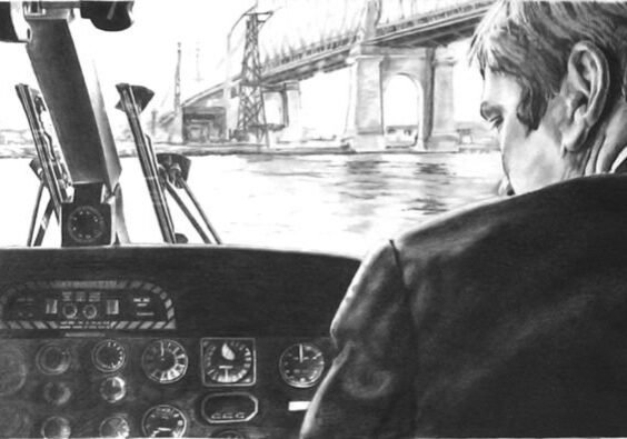 Pencil Drawing by Christine Solazzi - Artist, Drawing of a Helicoptor Pilot 2